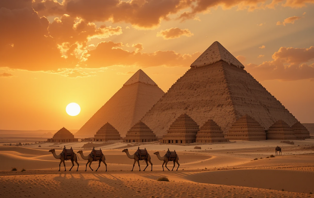 Giza Pyramids Sunset Camels