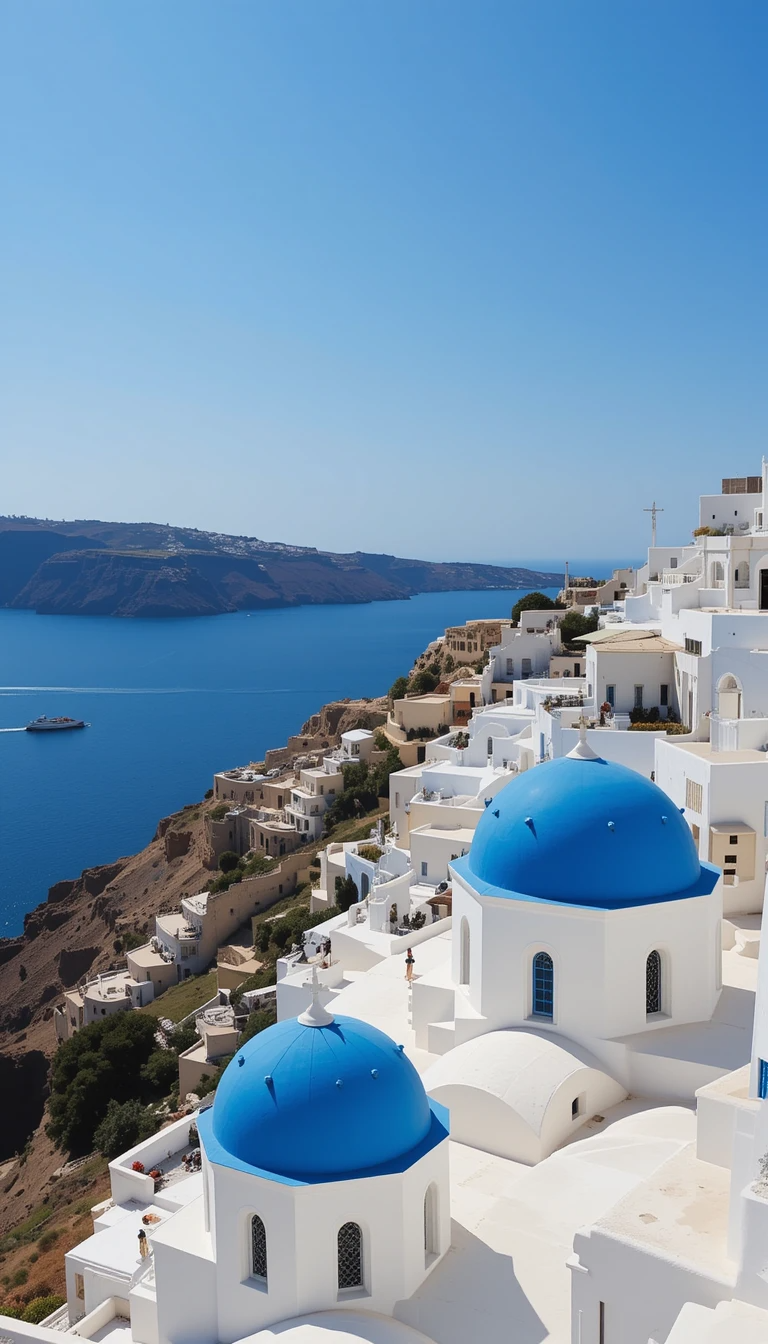 Santorini Blue Domes View