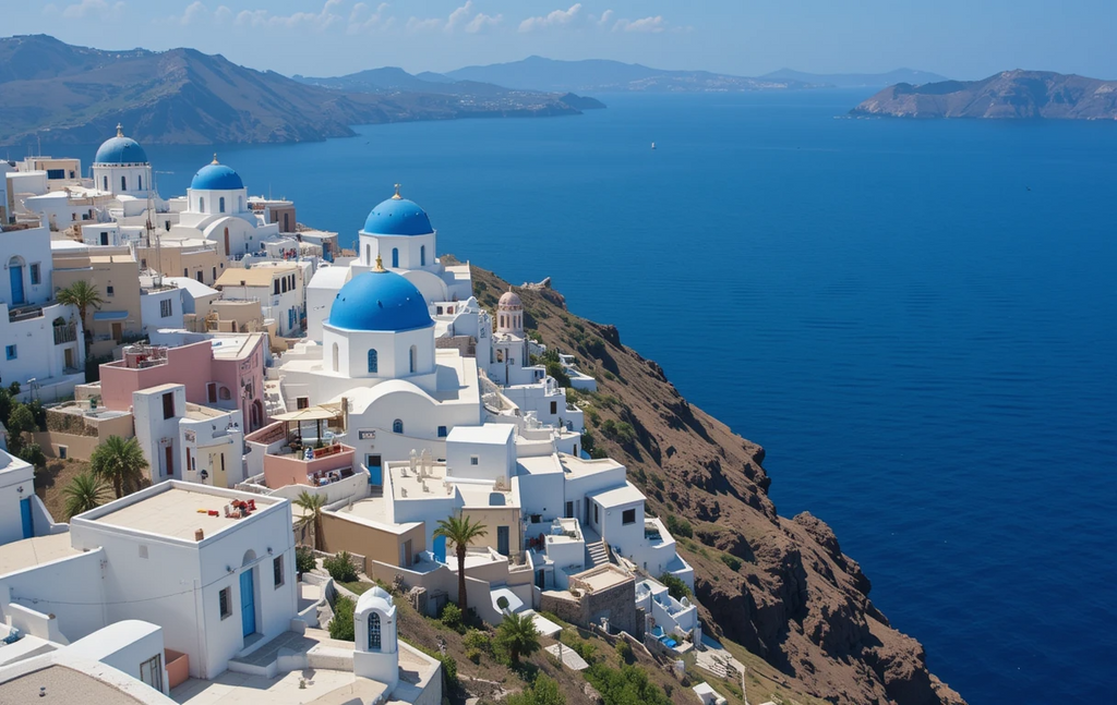 Santorini Blue Domes View