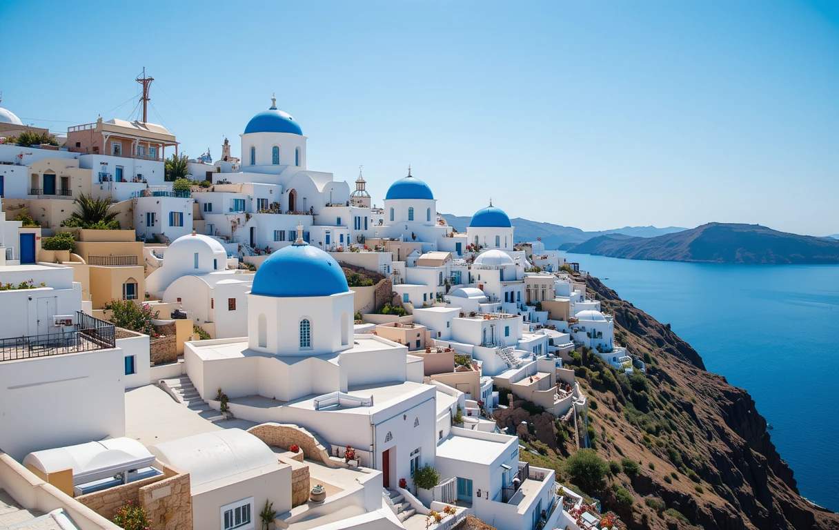 Santorini Blue Domes View