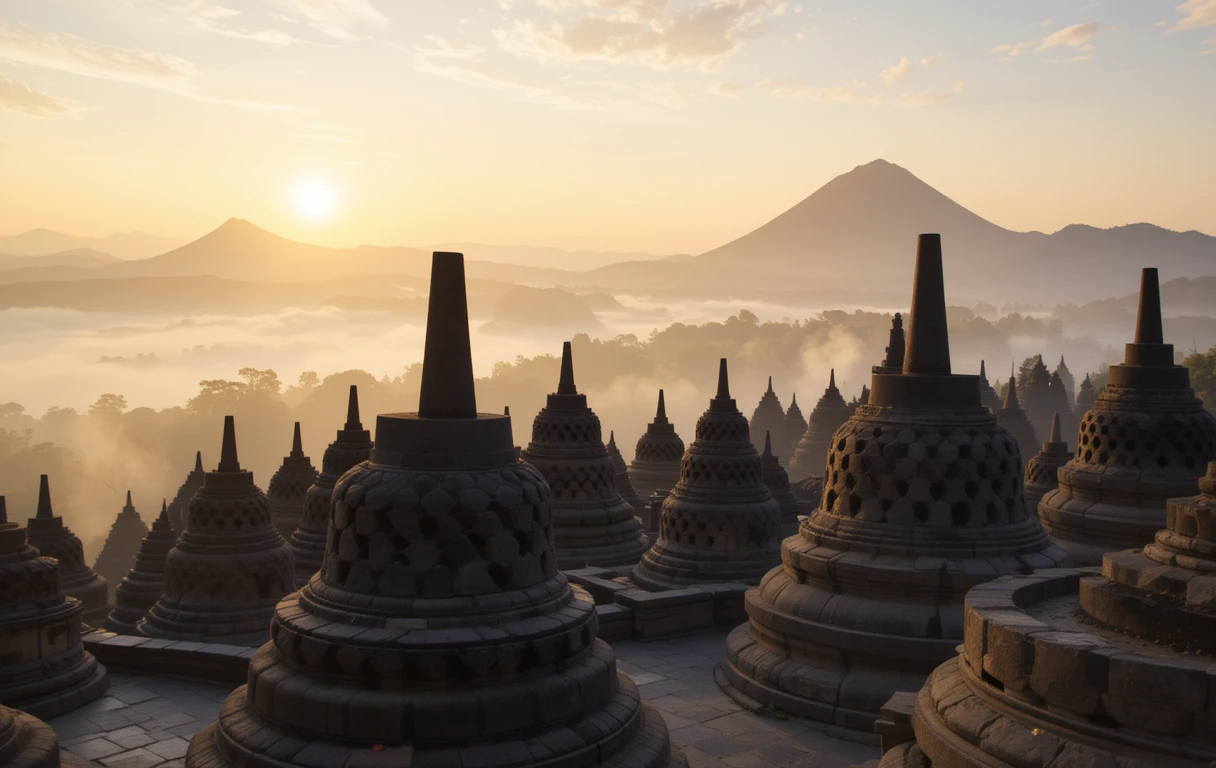 Borobudur Sunrise Stupas
