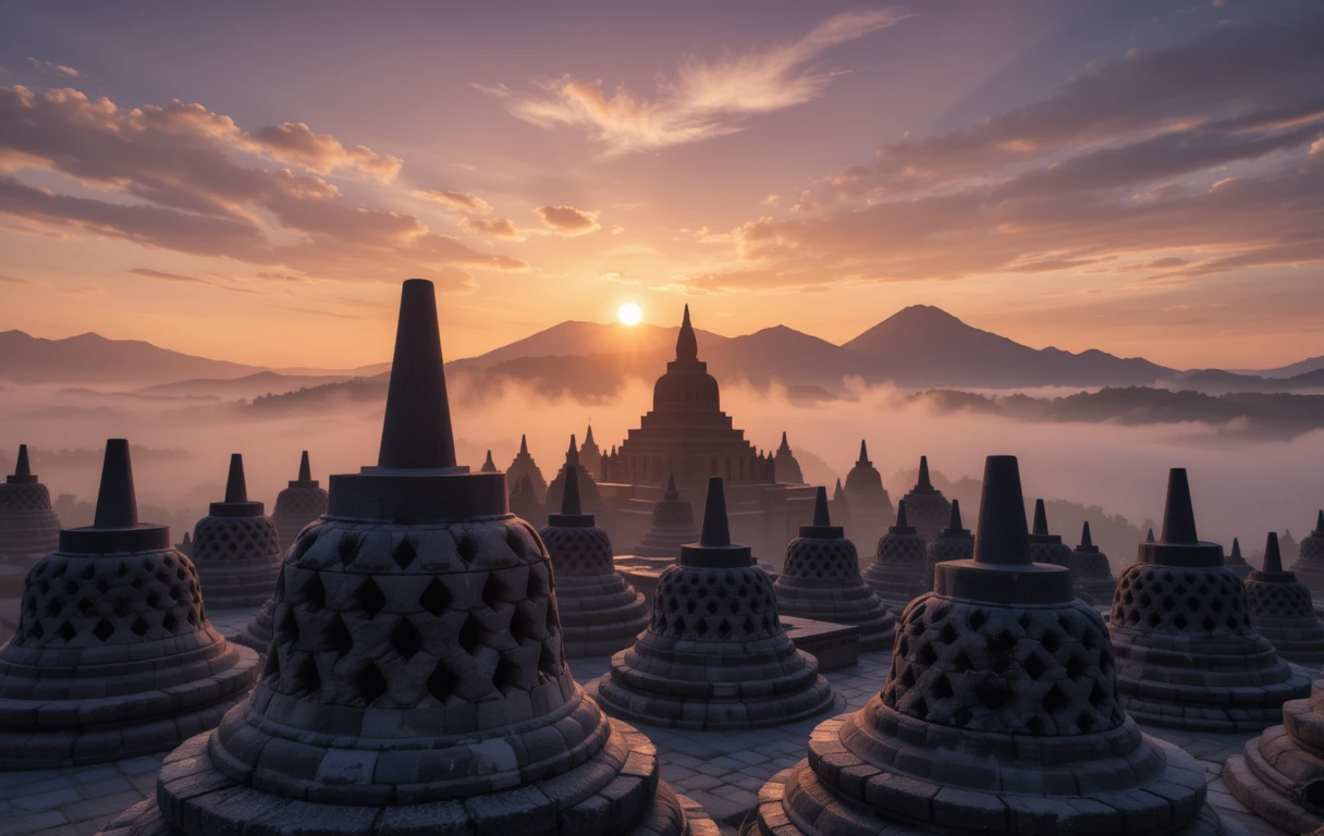 Borobudur Sunrise Stupas
