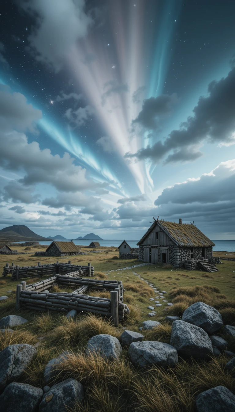 Aurora Over Icelandic Turf House