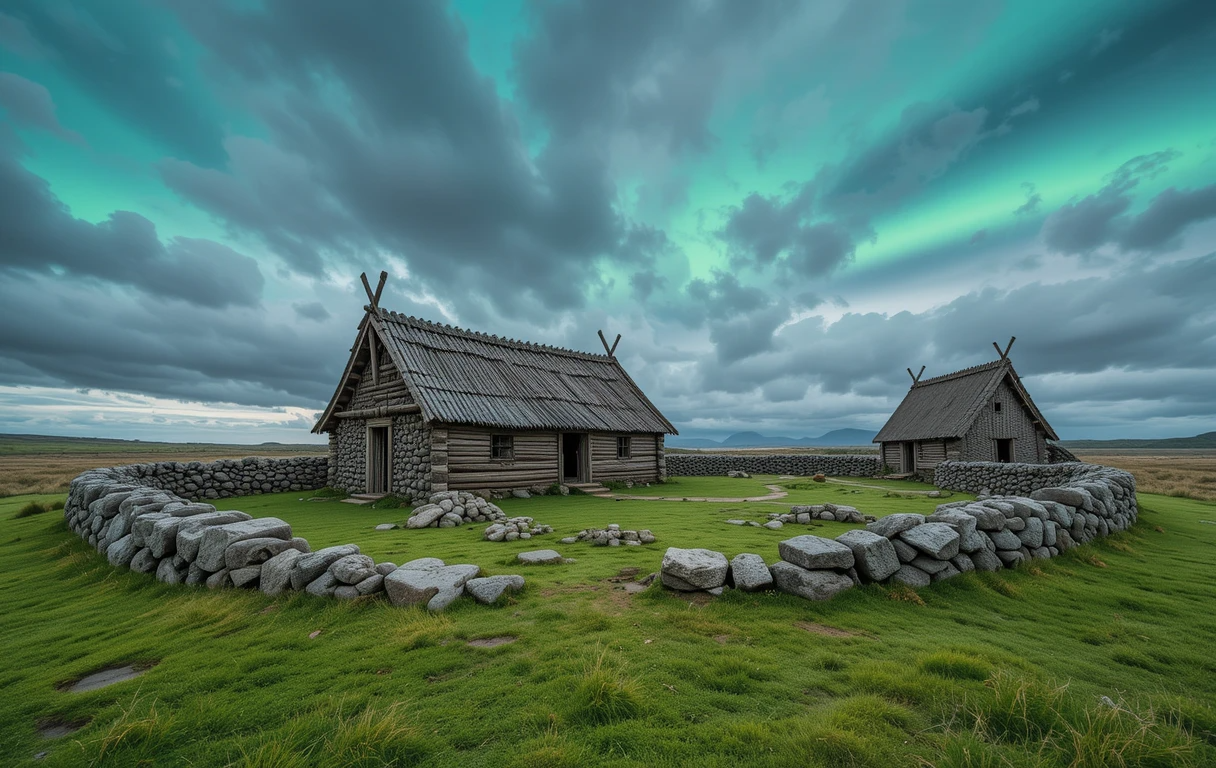 Aurora Over Icelandic Turf House