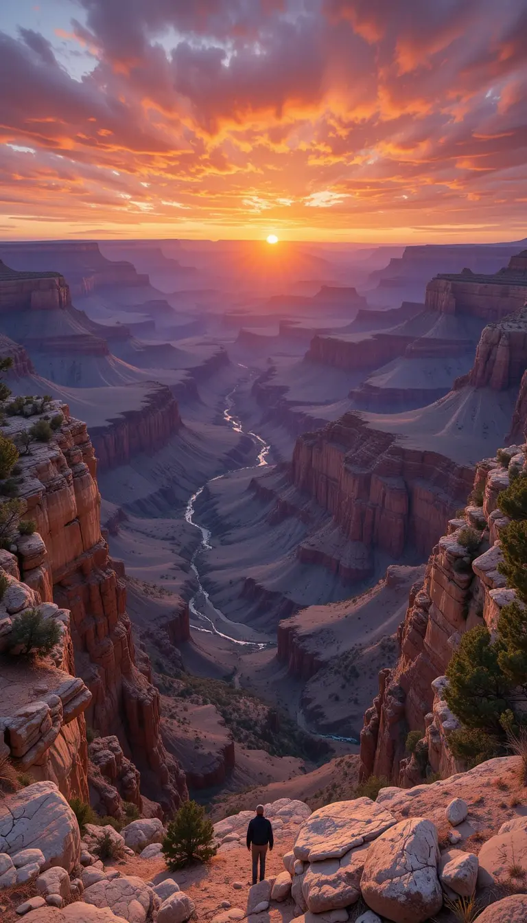 Dramatic Grand Canyon Sunset with Hiker My Store