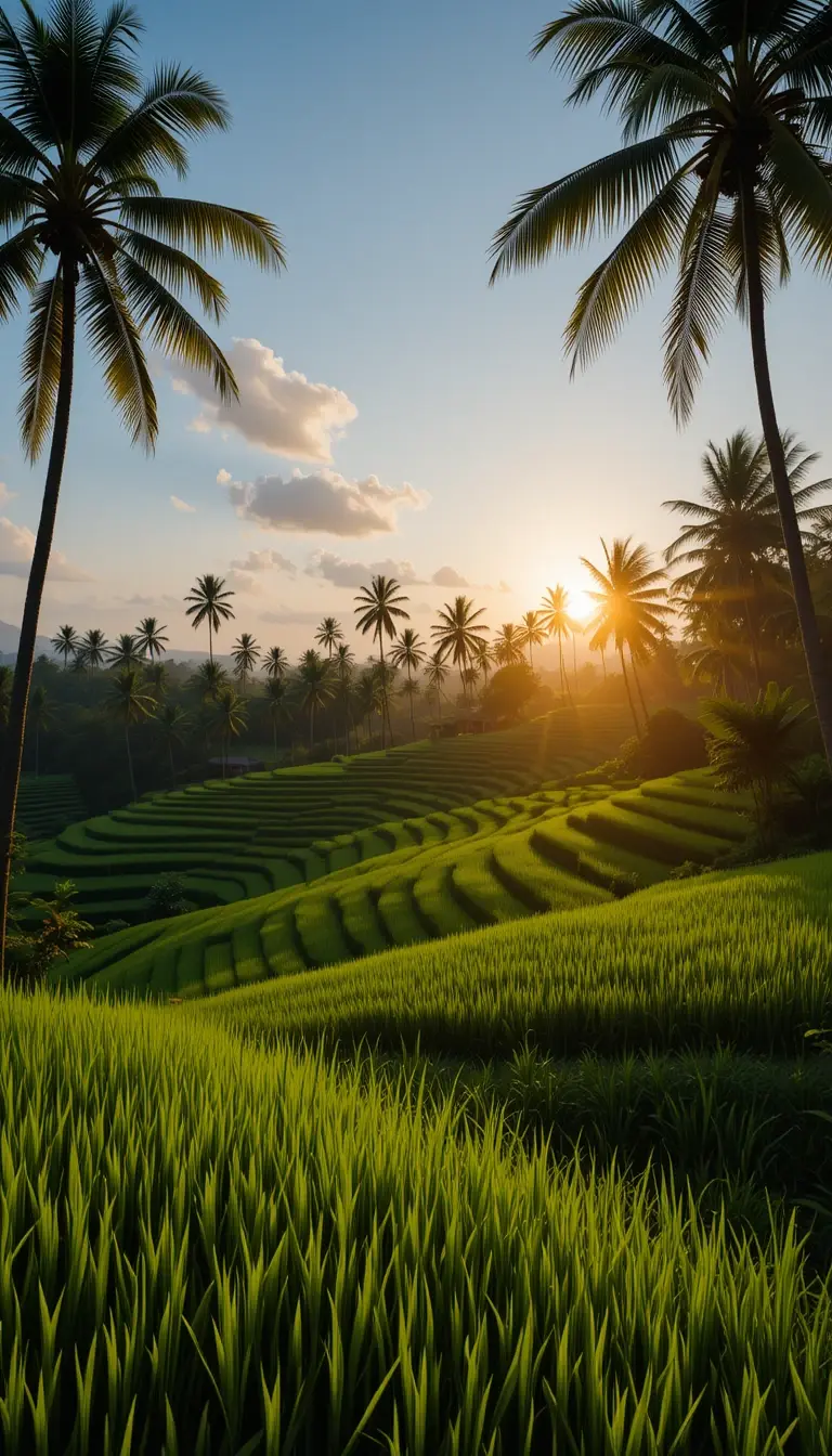 Sunrise Over Rice Terraces and Palms My Store