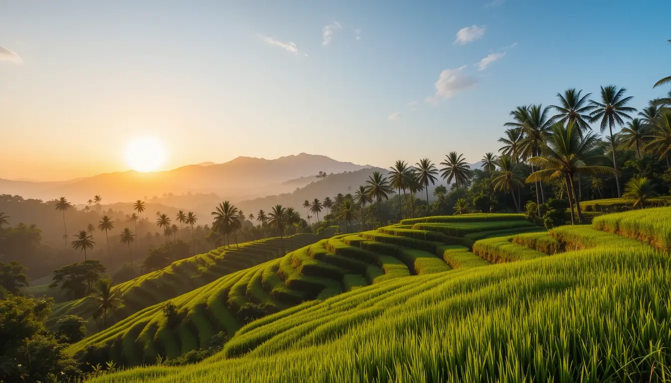 Sunrise Over Rice Terraces and Palms My Store
