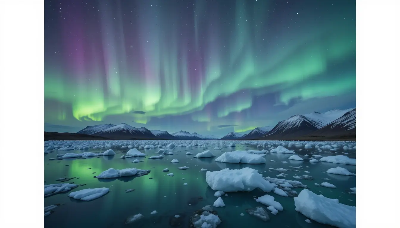 Aurora Borealis Over Icy Fjord My Store