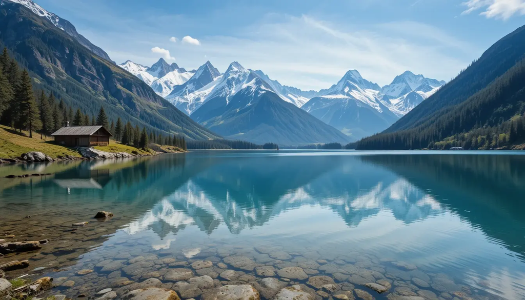 Serene Mountain Lake with Chalet My Store