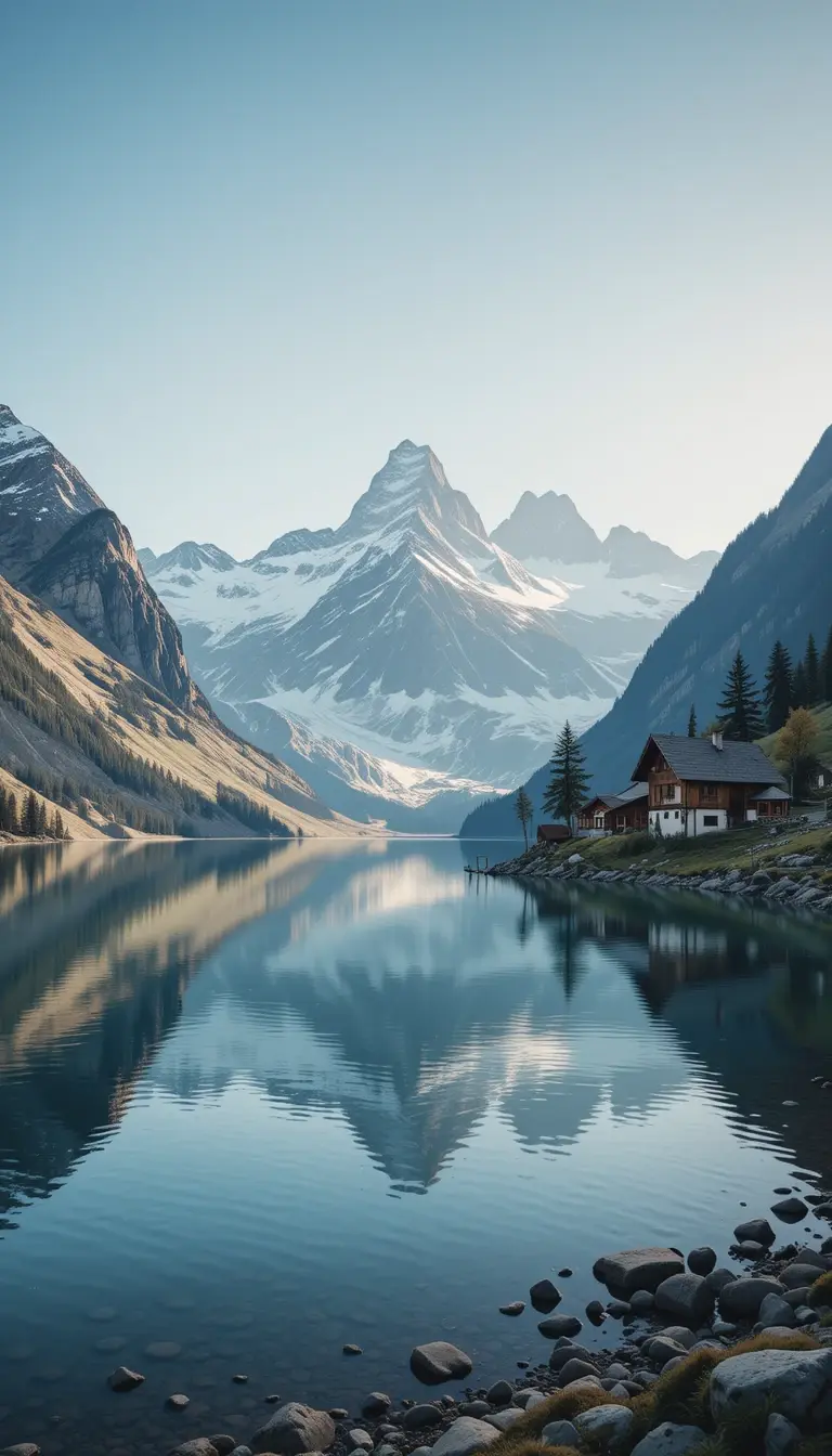Serene Mountain Lake with Chalet My Store