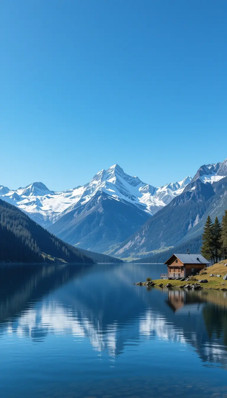 Serene Mountain Lake with Chalet My Store