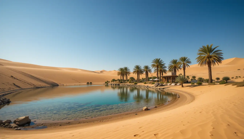 Golden Desert Oasis Wall Art – Tranquil Paradise Canvas Print My Store