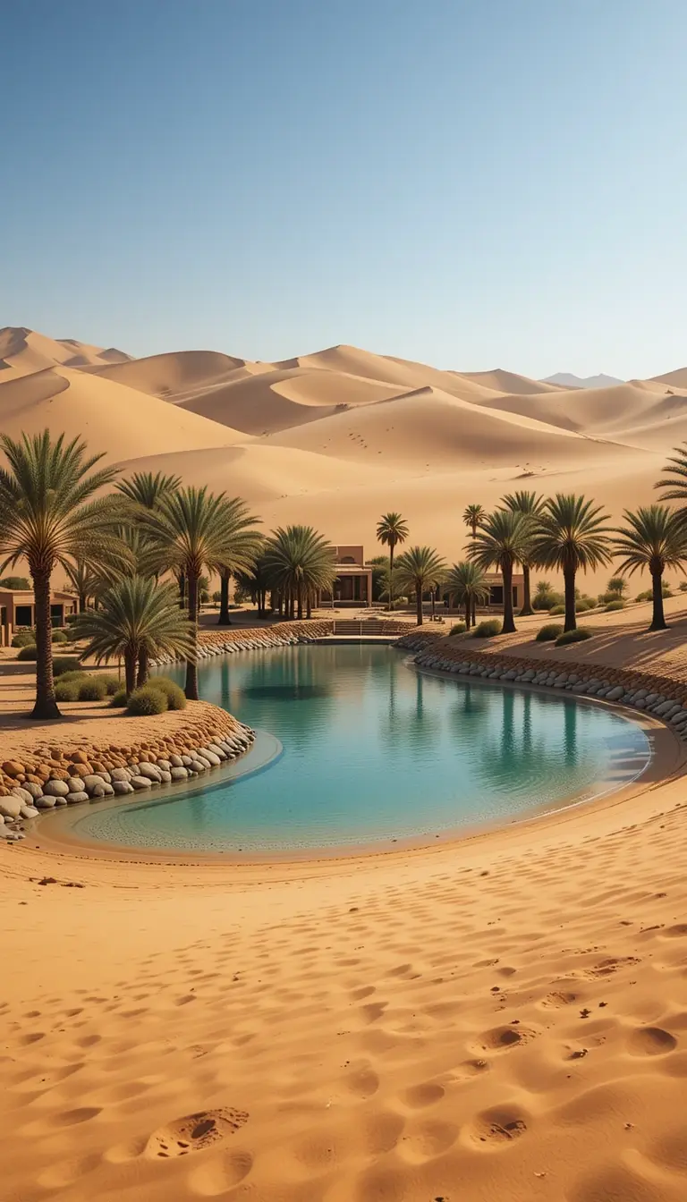 Golden Desert Oasis Wall Art – Tranquil Paradise Canvas Print My Store