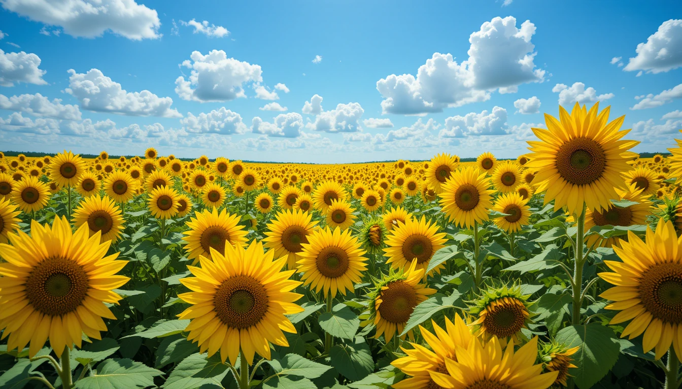 Golden Sunflower Field Landscape Print My Store