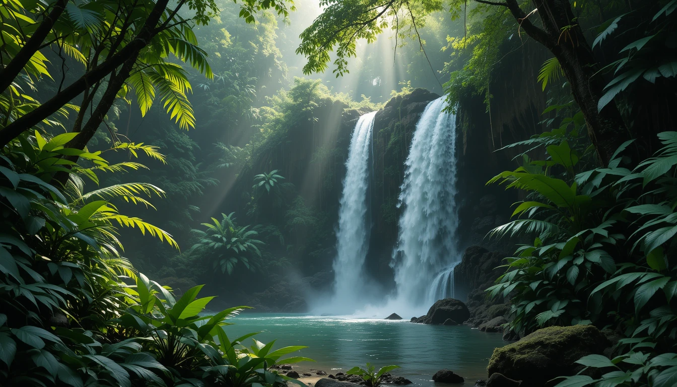 Tropical Waterfall Serenity Canvas Art My Store