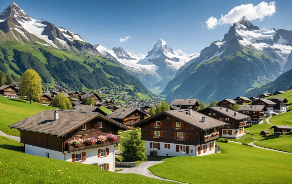 Swiss Alps Village Panorama Photograph My Store