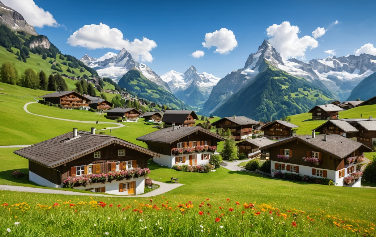 Swiss Alps Village Panorama Photograph My Store
