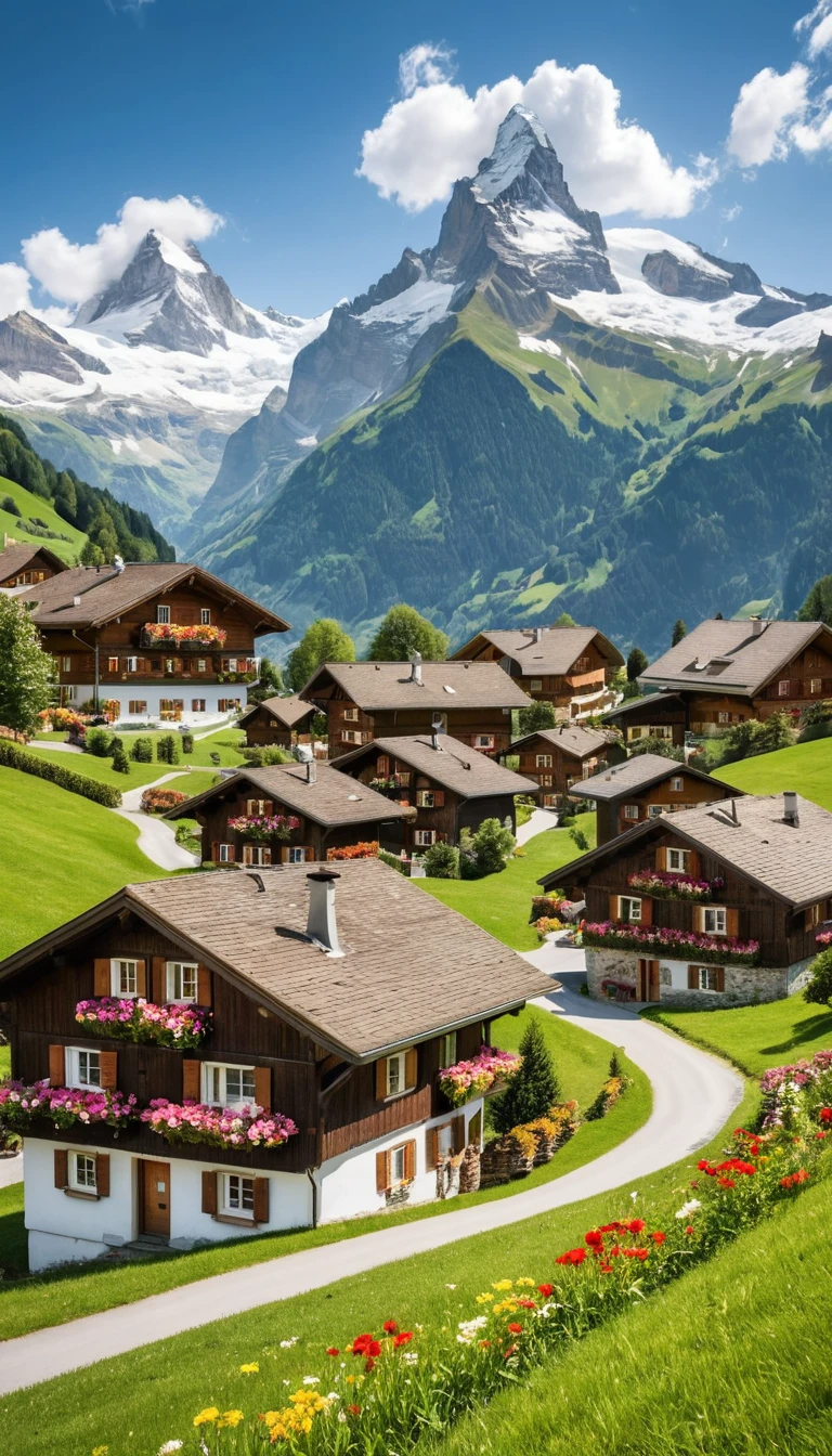Swiss Alps Village Panorama Photograph My Store