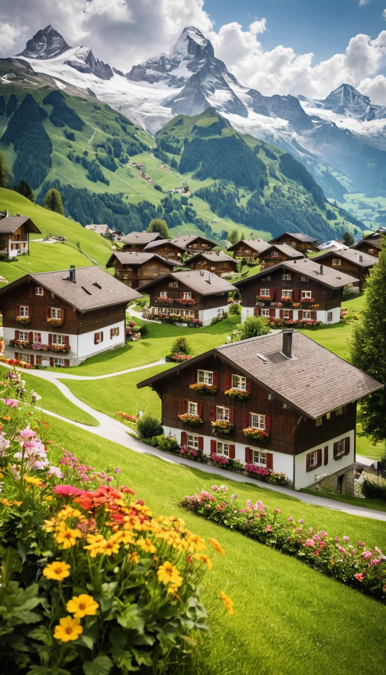 Swiss Alps Village Panorama Photograph My Store