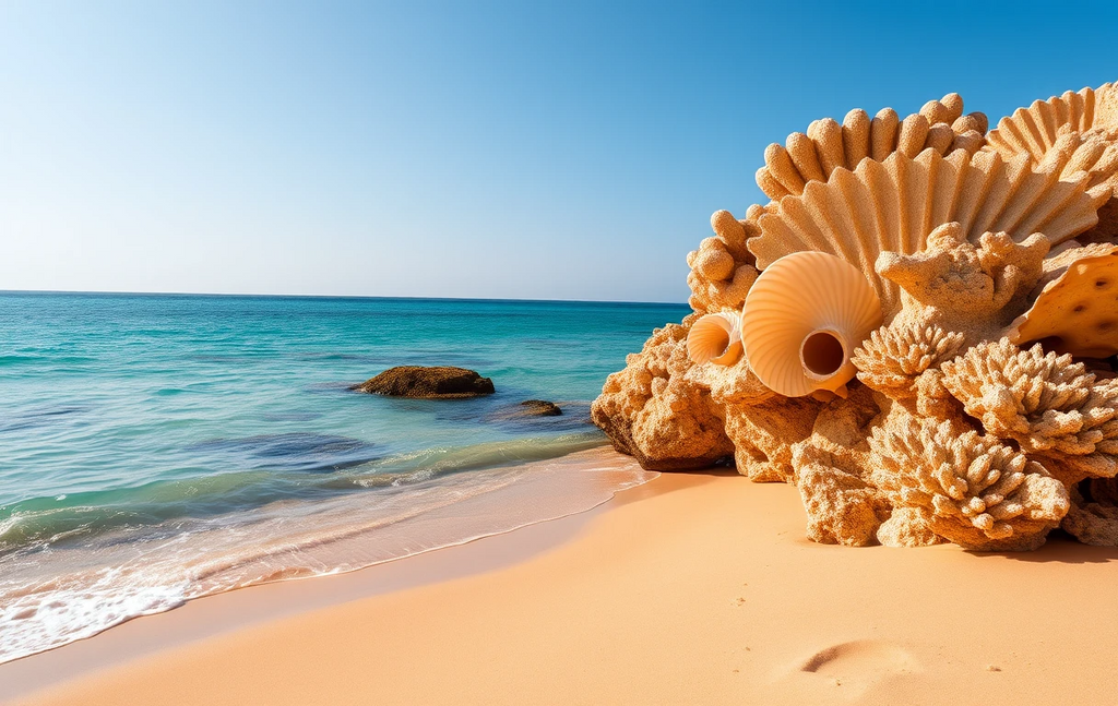 Seashell Coral Beach Landscape Poster My Store