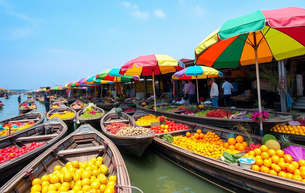 Vibrant Floating Fruit Market Canvas My Store