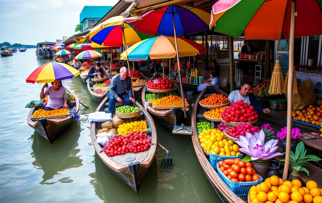 Vibrant Floating Fruit Market Canvas My Store