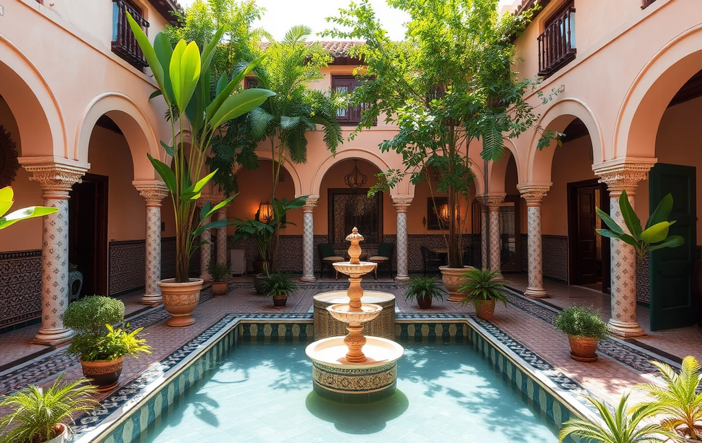 Elegant Moroccan Courtyard Fountain Poster My Store