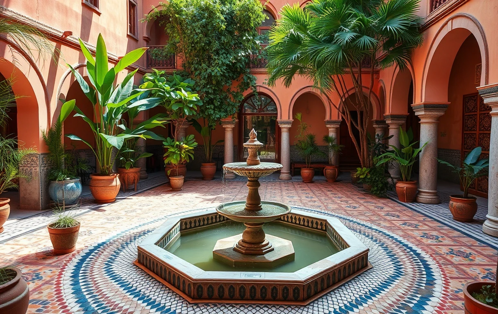 Elegant Moroccan Courtyard Fountain Poster My Store