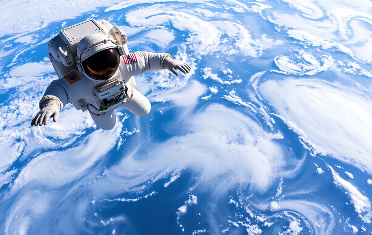 Astronaut in Space Above Earth My Store