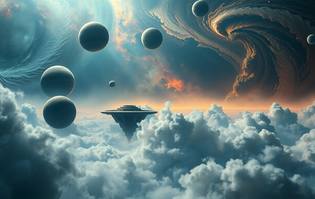 Cosmic Floating Islands with Planets My Store