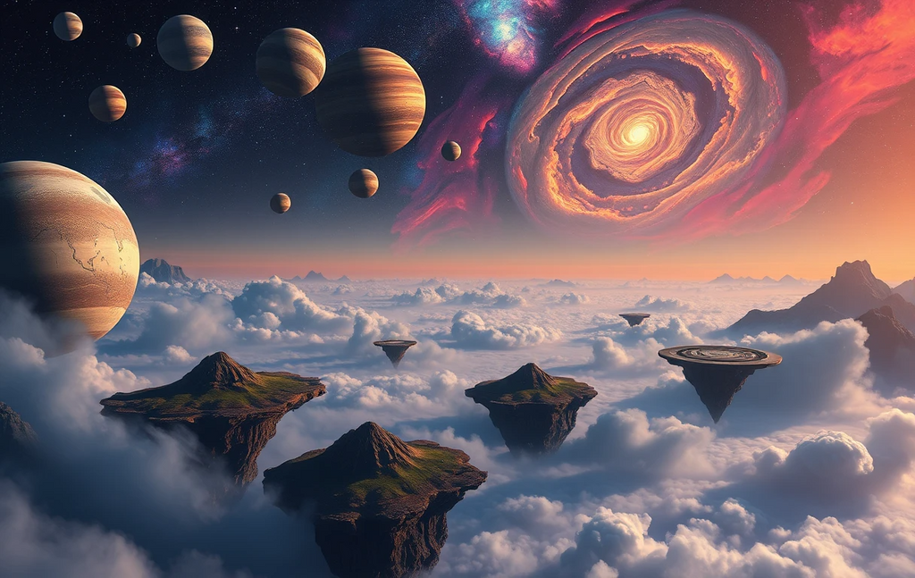 Cosmic Floating Islands with Planets My Store