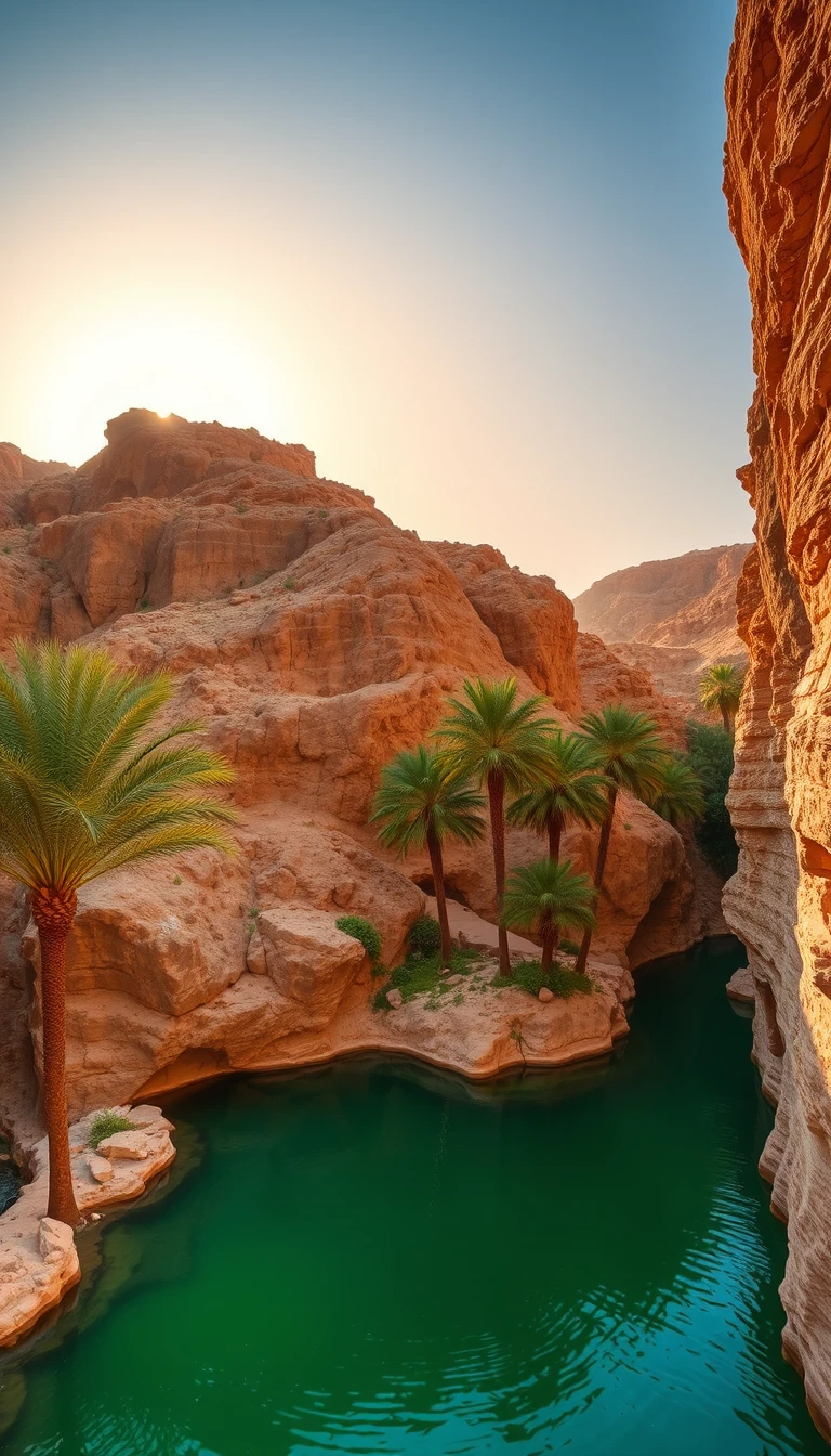 Desert Oasis with Palm Trees and Turquoise Pool My Store