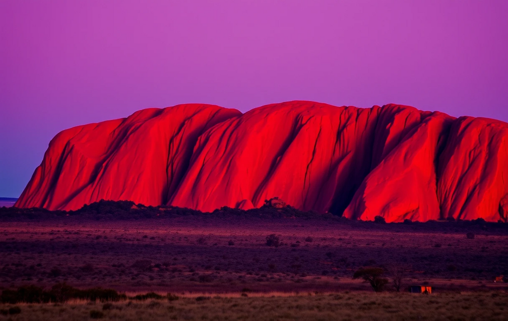 Pink Sunset Over Uluru Rock Formation My Store