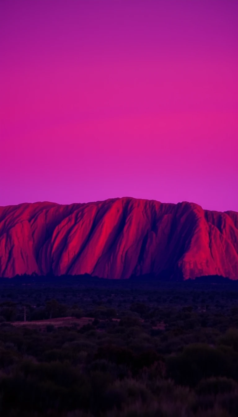 Pink Sunset Over Uluru Rock Formation My Store