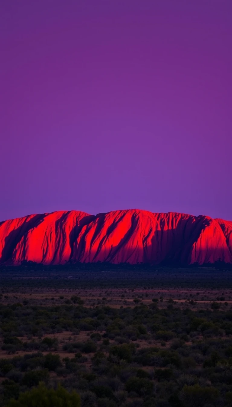 Pink Sunset Over Uluru Rock Formation My Store