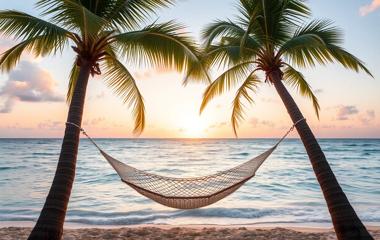 Tropical Beach Hammock with Sunset View My Store