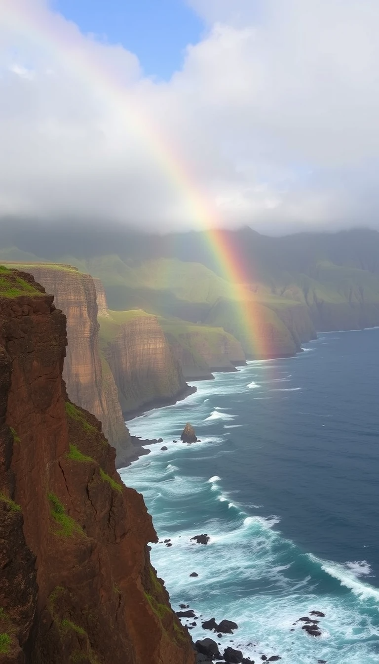Hawaii Na Pali Coast Cliffs with Rainbow and Ocean My Store