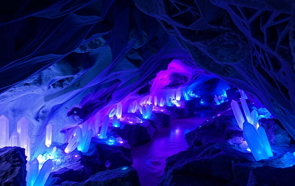 Mystical Blue-Purple Crystal Cavern Pathway My Store