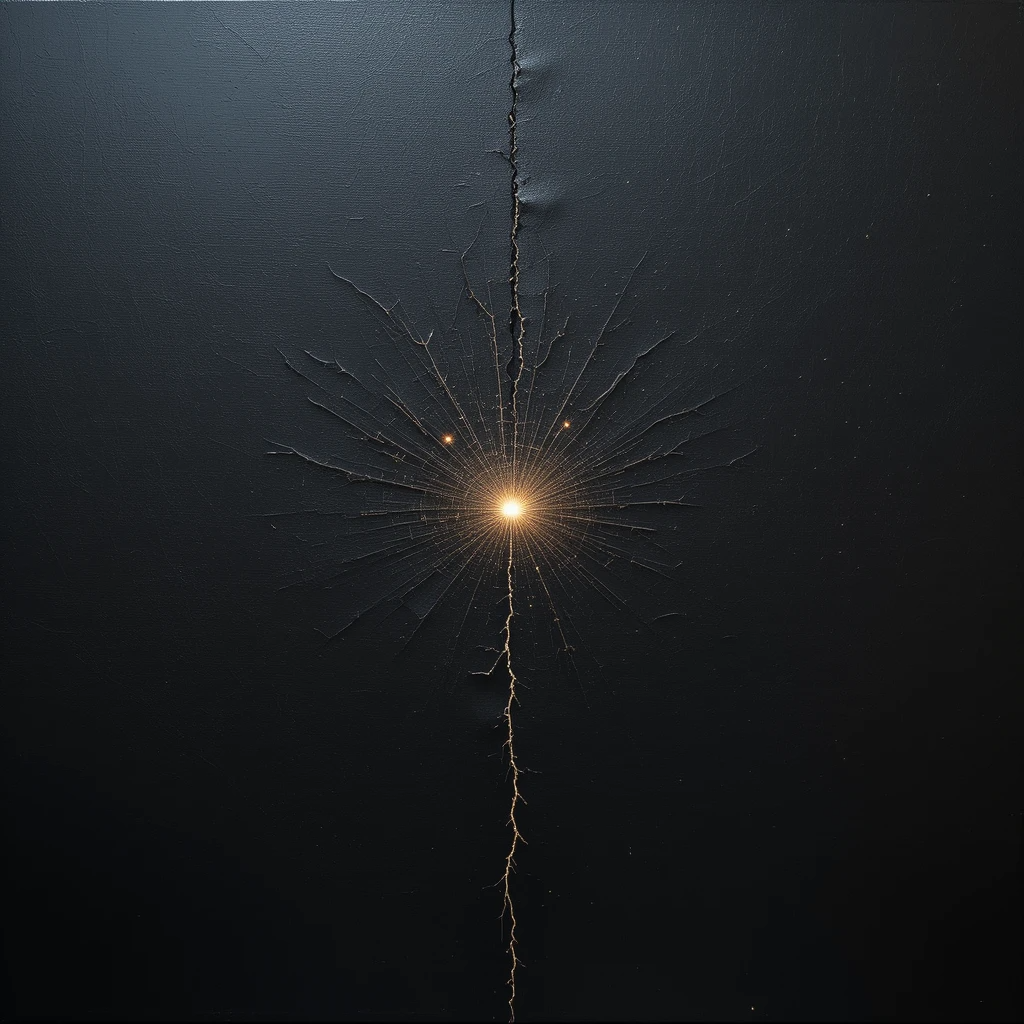The glowing lightning cracking the dark surface