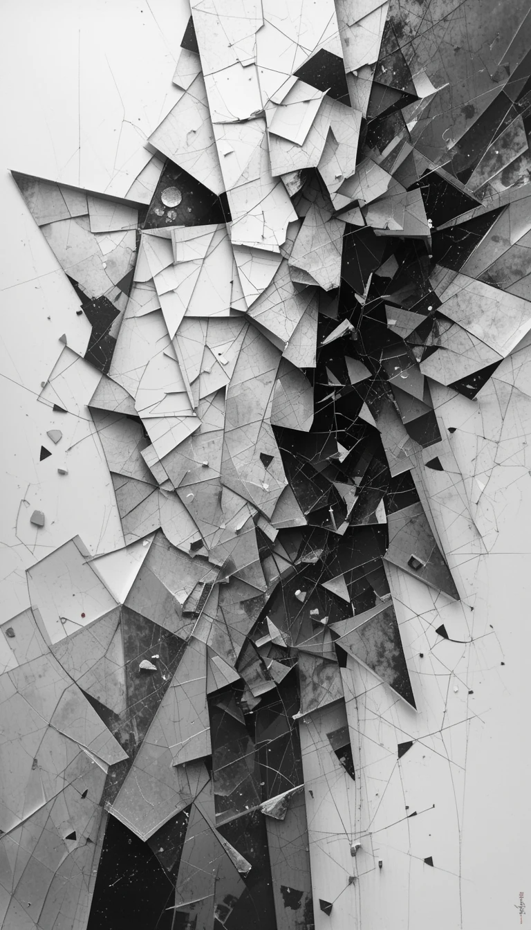 The woman's face breaking into geometric shards