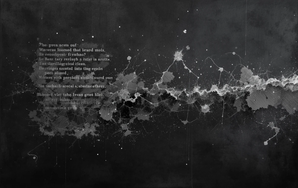 Gothic Calligraphy Ink Splash Abstract Wall Art Print