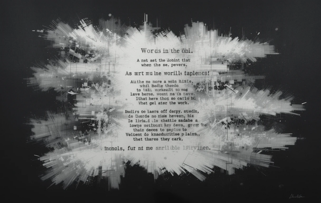 Gothic Calligraphy Ink Splash Abstract Wall Art Print