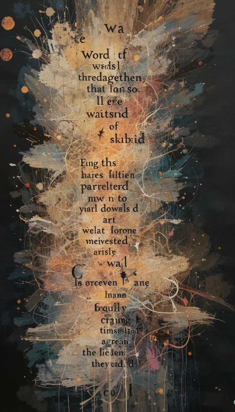 Gothic Calligraphy Ink Splash Abstract Wall Art Print