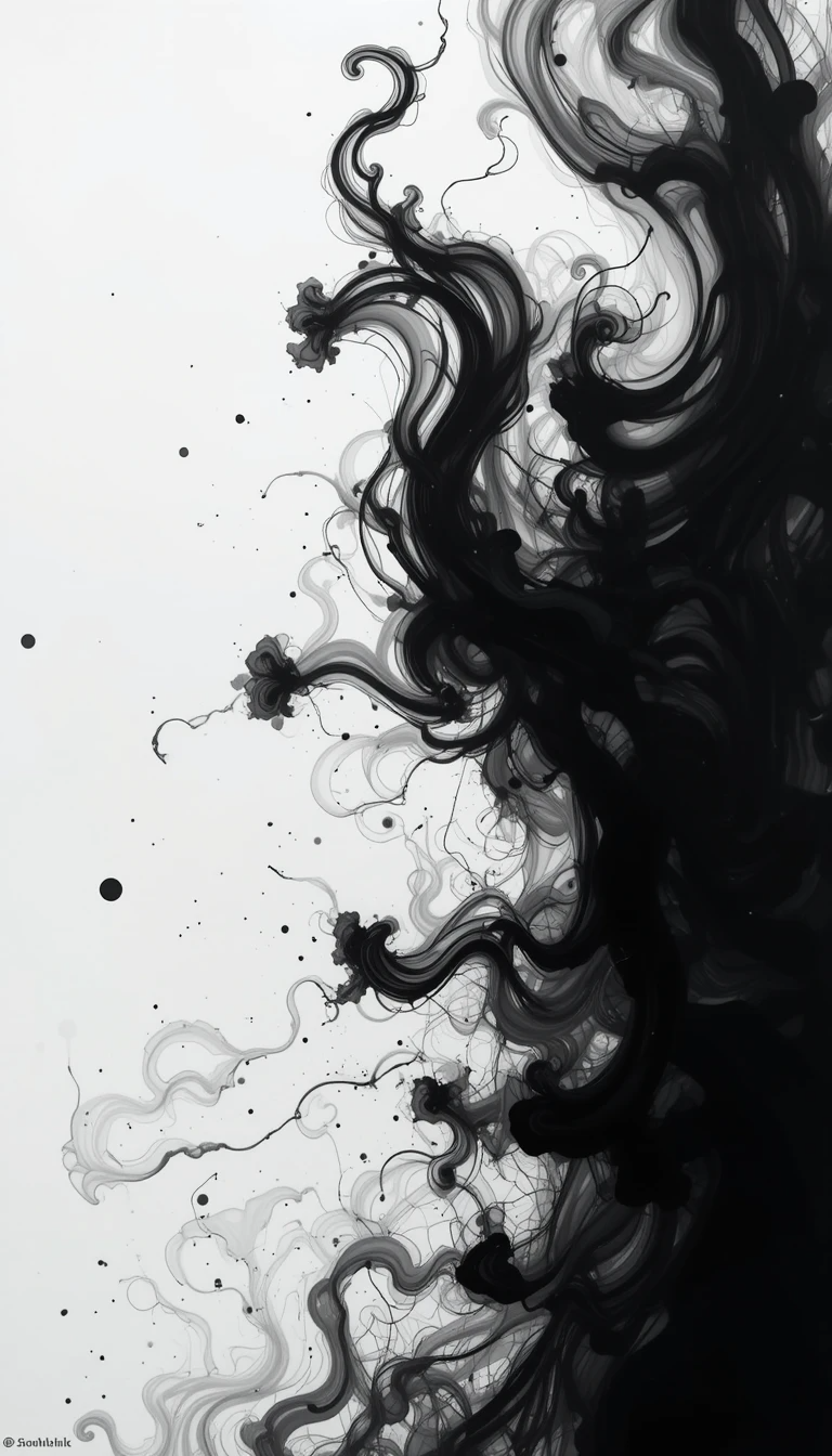 Ethereal Smoke Minimalist Black and White Art Print