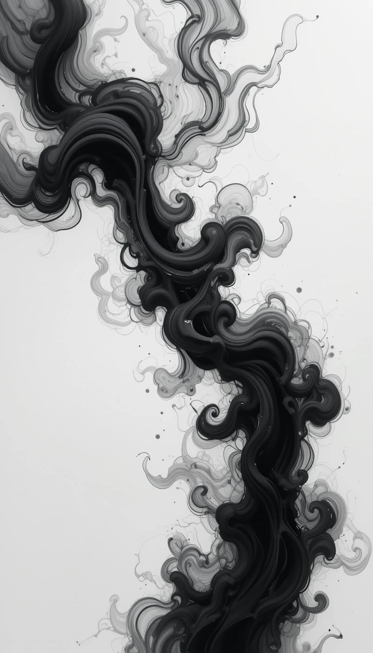Ethereal Smoke Minimalist Black and White Art Print