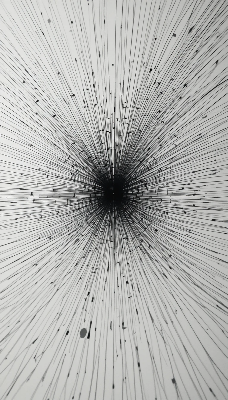 Black and White Geometric Explosion Abstract Poster