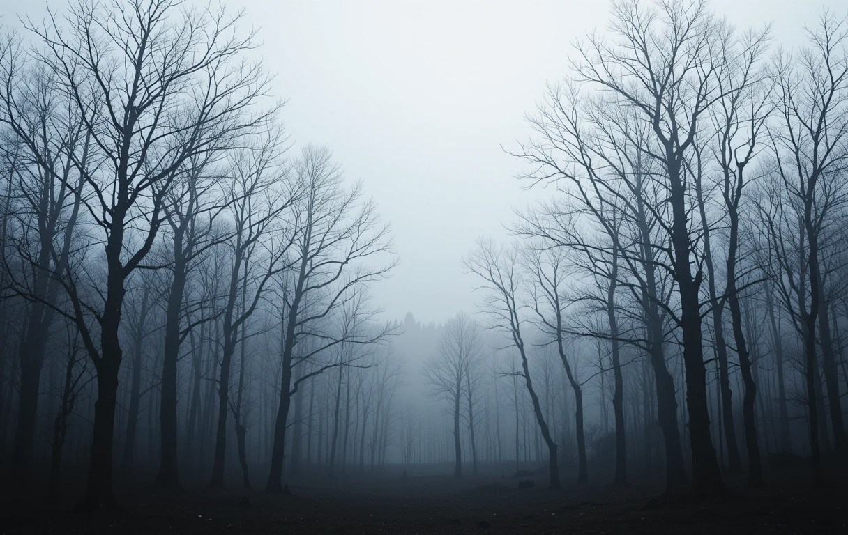 Black and White Misty Leafless Trees Fine Art Photography