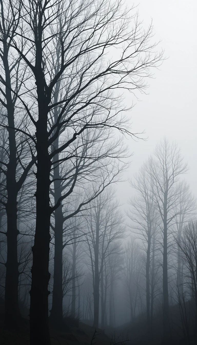 Black and White Misty Leafless Trees Fine Art Photography