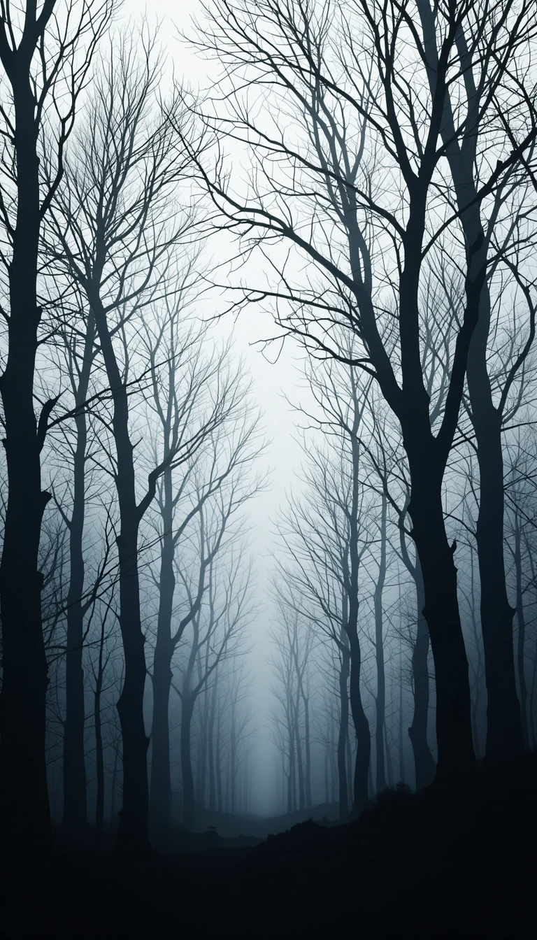 Black and White Misty Leafless Trees Fine Art Photography