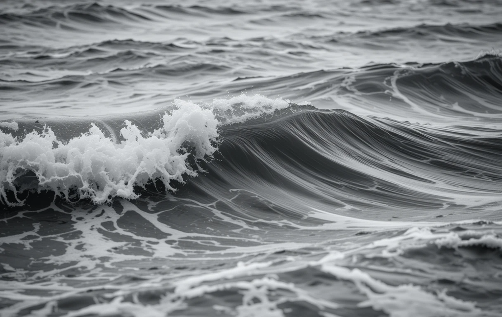 Black and White Lunar Night Sea Fine Art Print